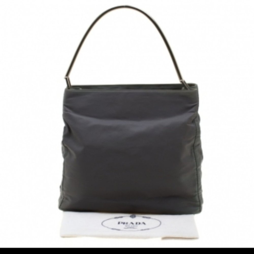 Prada green nylon silver handle shoulder bag tote - Picture 6 of 10